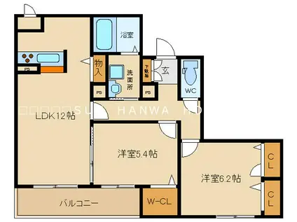 シャーメゾン山本(2LDK/3階)の間取り写真