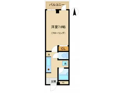 ヴィアンド65(1K/2階)の間取り写真