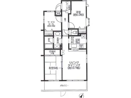 コスモ与野チェロード(2SLDK/3階)の間取り写真