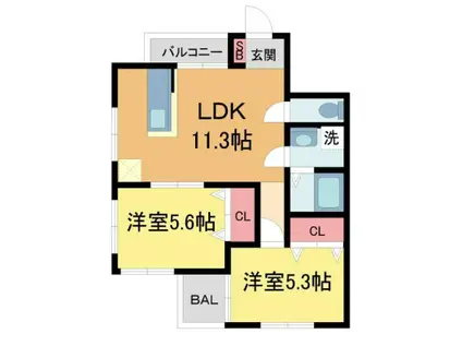 阪急宝塚線 宝塚駅 徒歩8分 2階建 築8年(2LDK/1階)の間取り写真