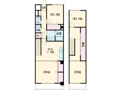 丸市ビル(4DK/8階)の間取り写真