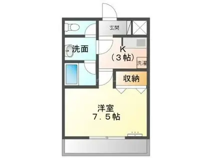 後関マンション(1K/3階)の間取り写真