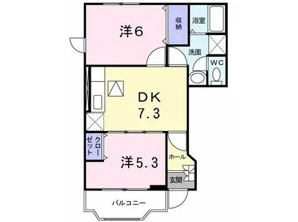 クレスト-ルS・S・K・II(2DK/1階)の間取り写真