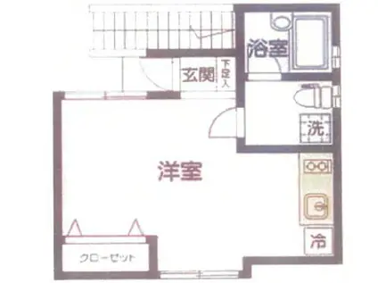 ロッソスカーレ赤羽(ワンルーム/1階)の間取り写真