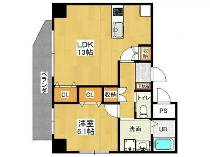 ファーシル千林(1LDK/1階)の間取り写真