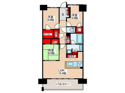オハナ玉川上水ガーデニア(3LDK/5階)の間取り写真