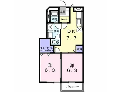 サーフシティ(2DK/1階)の間取り写真