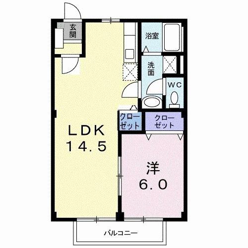 武中ハイツ(1LDK/1階)の間取り写真