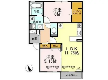 クオーレ(2LDK/1階)の間取り写真