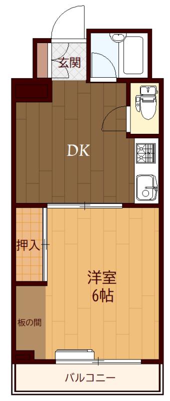 リバーサイドFK(1DK/1階)の間取り写真