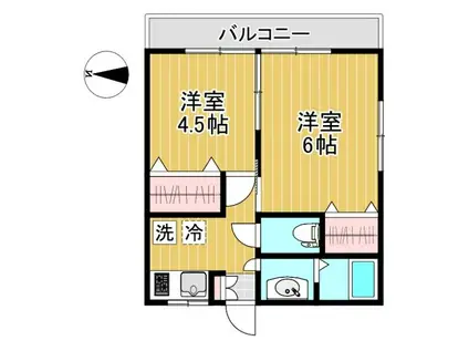 倉方ハイツ(2K/1階)の間取り写真