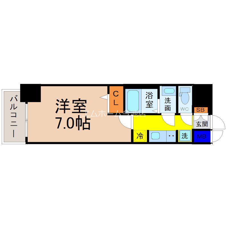リシュドール川名駅(1K/2階)の間取り写真