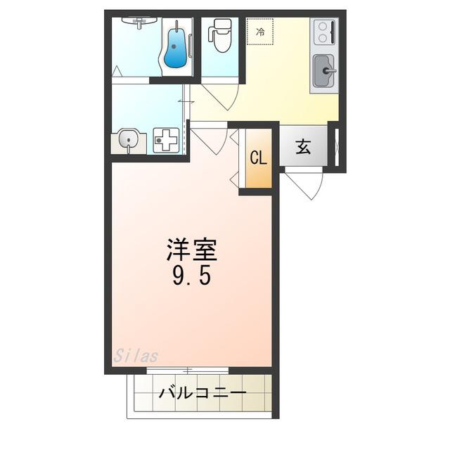 フジパレス鳳駅西I番館(1K/2階)の間取り写真