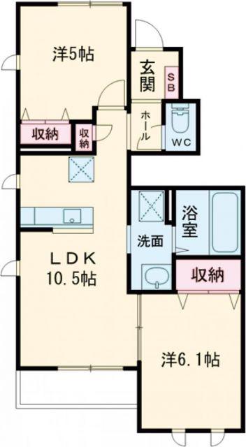 MTサンライズI(2LDK/1階)の間取り写真