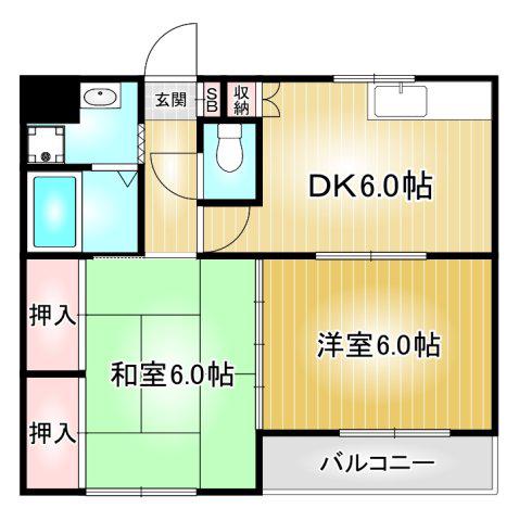 森ハイツ(2DK/3階)の間取り写真