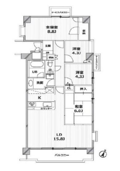 TS GARDEN柏(4LDK/3階)の間取り写真
