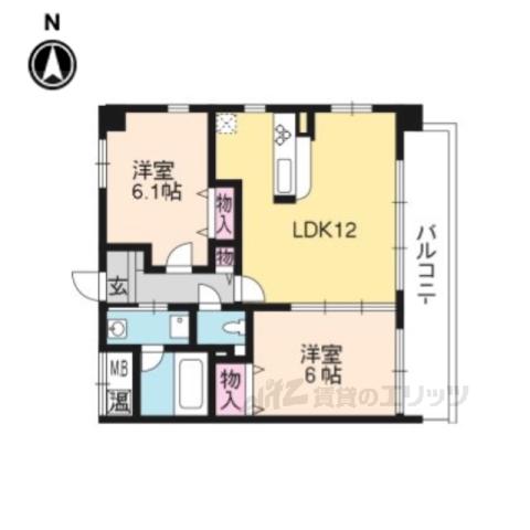 ベリエ茶五(2LDK/3階)の間取り写真