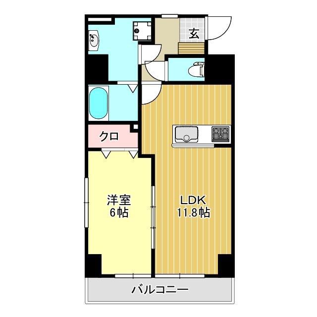 ヴィガラス(1LDK/1階)の間取り写真