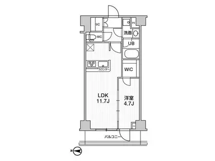 ジェノヴィア本所吾妻橋IIスカイガーデン(1LDK/7階)の間取り写真