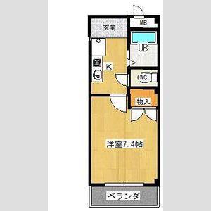 メルベーユHAJI(1K/1階)の間取り写真