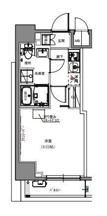 S-RESIDENCE両国緑(1K/6階)の間取り写真
