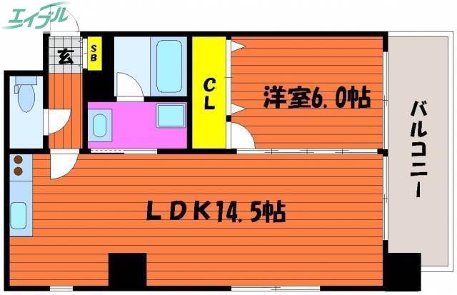 SIN KERUUXU TERA(1LDK/9階)の間取り写真