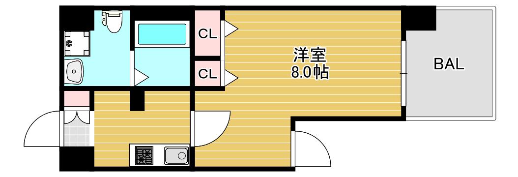 S-FORT西九条(1K/3階)の間取り写真