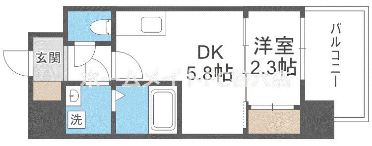 セレニテ南堀江エクラ(1DK/3階)の間取り写真