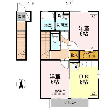 コルナスヒル アイエフ(2DK/2階)の間取り写真