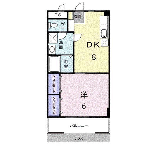 カンパーニュ塩上 I(1DK/1階)の間取り写真