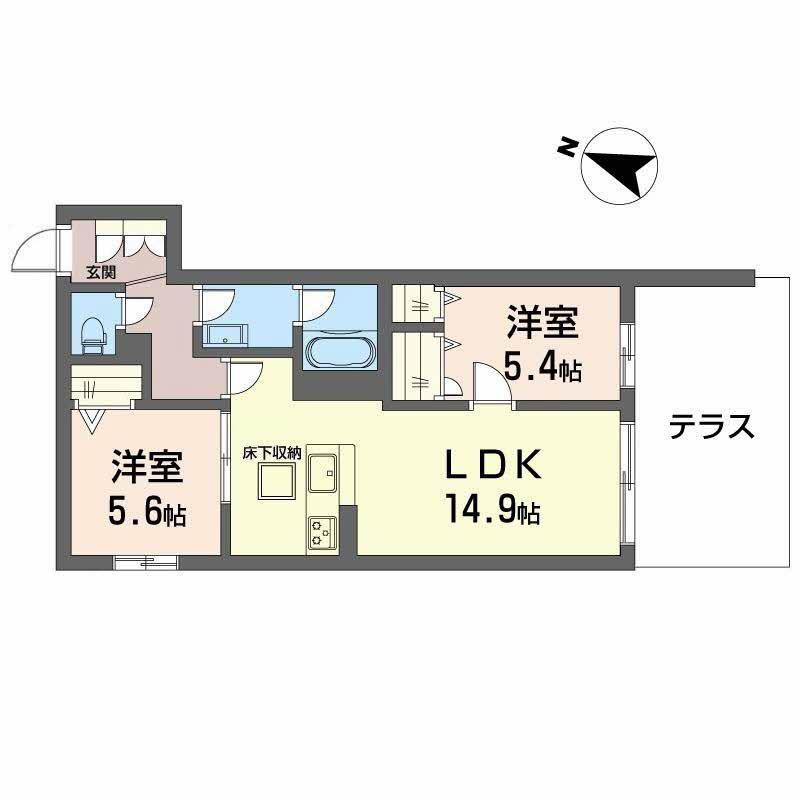 シャーメゾン ルミエール(2LDK/1階)の間取り写真