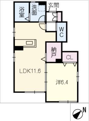 ルラーシュ(1LDK/1階)の間取り写真