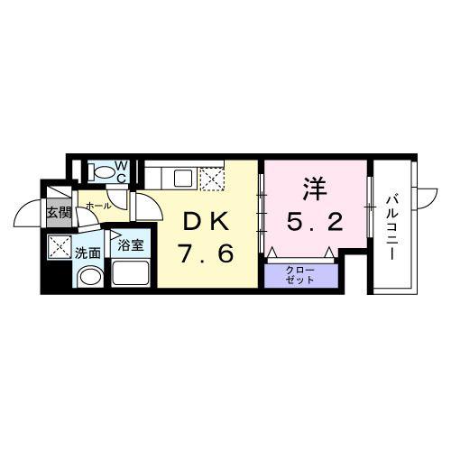 ウィングコート天王寺(1DK/1階)の間取り写真