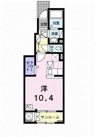 クラール東村 F(ワンルーム/1階)の間取り写真