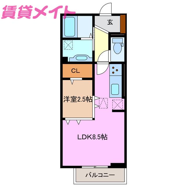 D-CHAMBRE松寺(1LDK/1階)の間取り写真