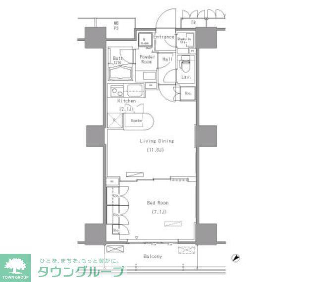 パークアクシス豊洲(1LDK/12階)の間取り写真