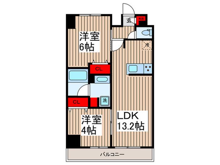 グランカーサ大島(2LDK/12階)の間取り写真