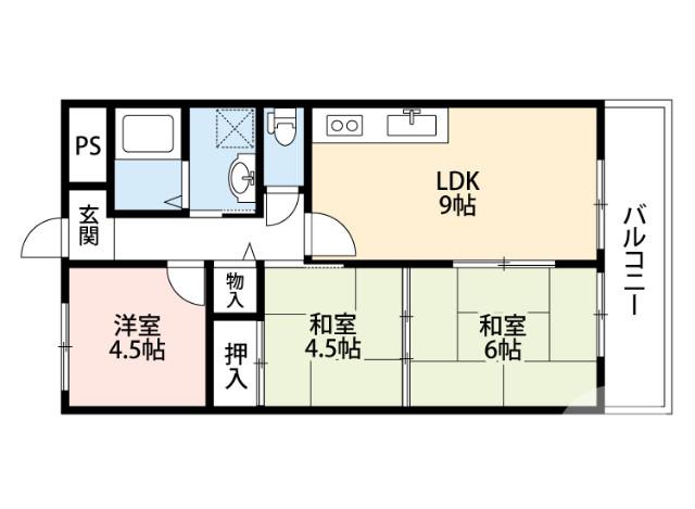 ヤマダマンション(3LDK/1階)の間取り写真