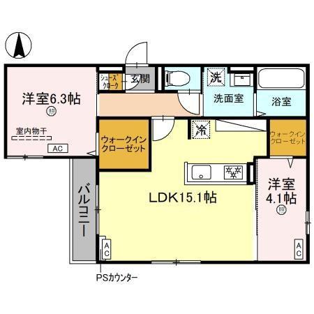 スペチアーレ南住吉(2LDK/3階)の間取り写真