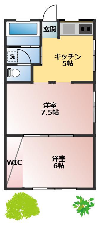 東横マンション10号棟(2DK/1階)の間取り写真