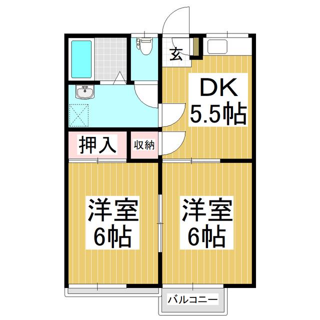MKハイツ穂高(2DK/2階)の間取り写真