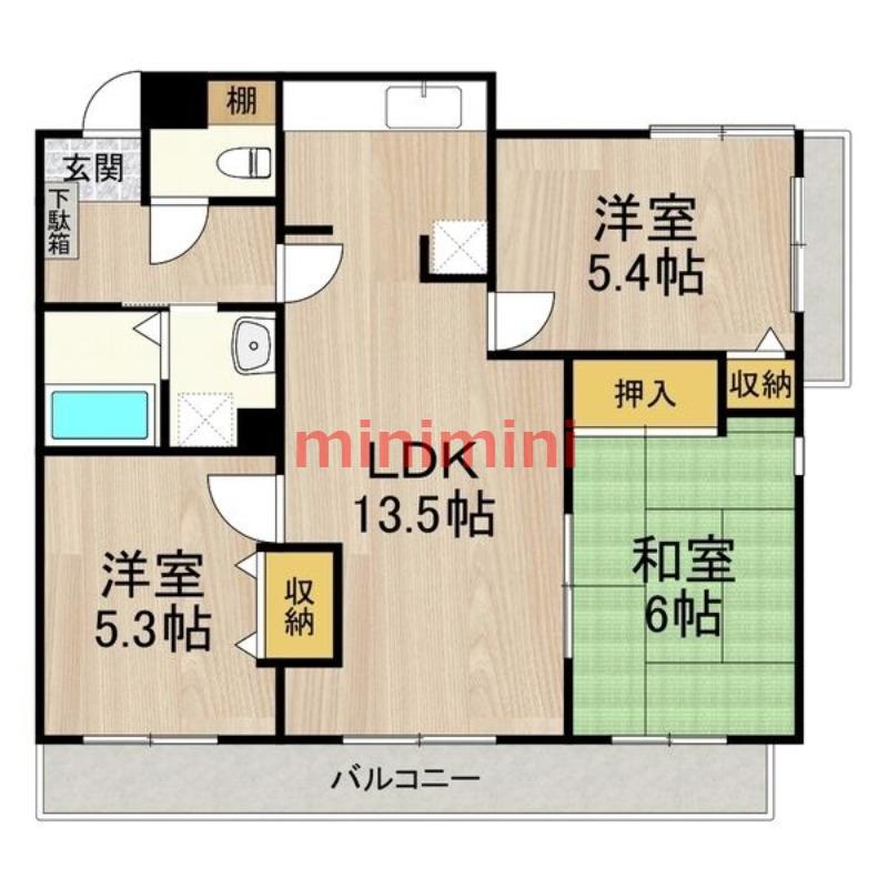 コート若園(3LDK/2階)の間取り写真