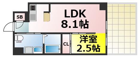 アイボリーポワント難波ウエスト(1LDK/1階)の間取り写真