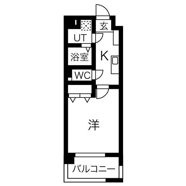 BLUEWING鯉江本町(1K/1階)の間取り写真