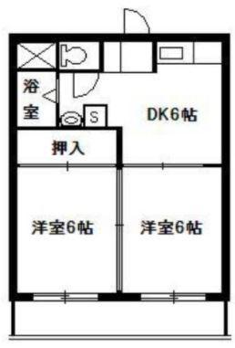 コーポ岩元(2DK/2階)の間取り写真