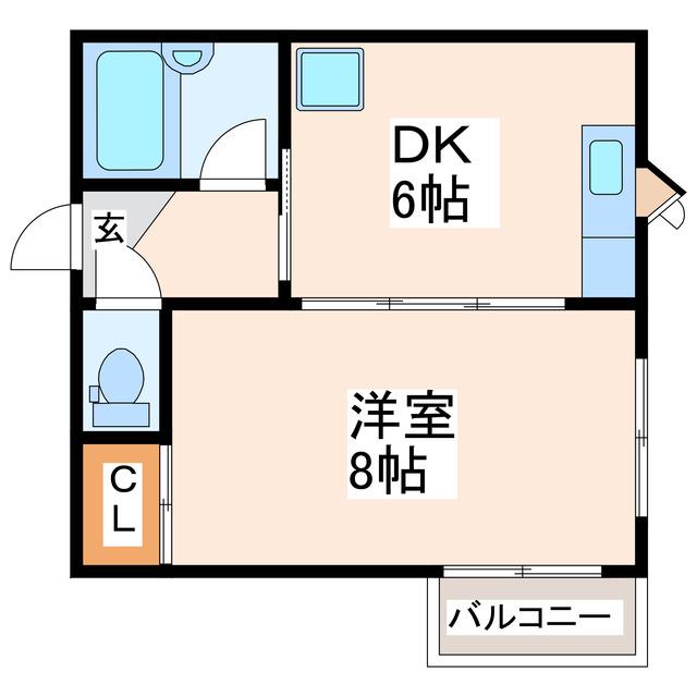 玄海コーポ(1DK/2階)の間取り写真