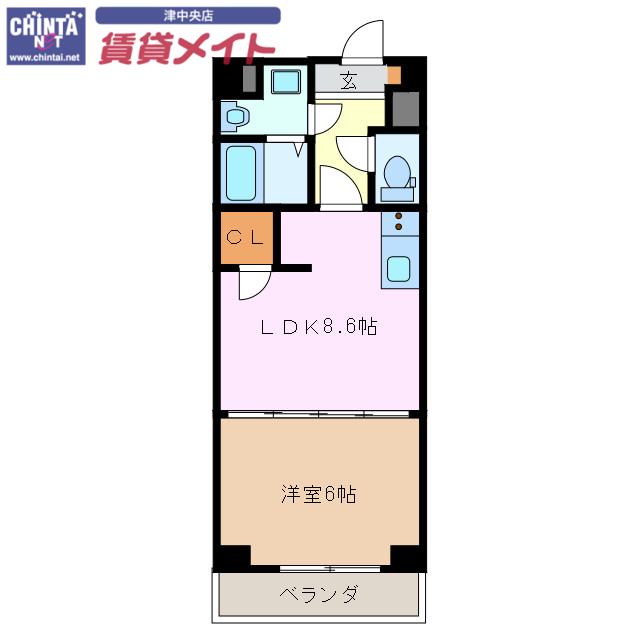 S-FORT津新町(1LDK/2階)の間取り写真