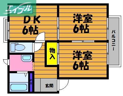 メゾン松尾C(2DK/2階)の間取り写真