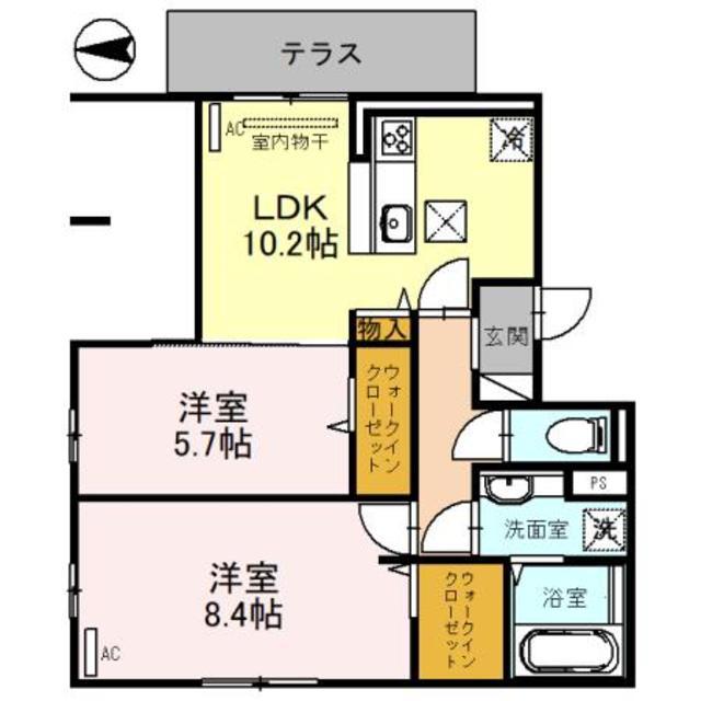 グランシャリオ(2LDK/2階)の間取り写真