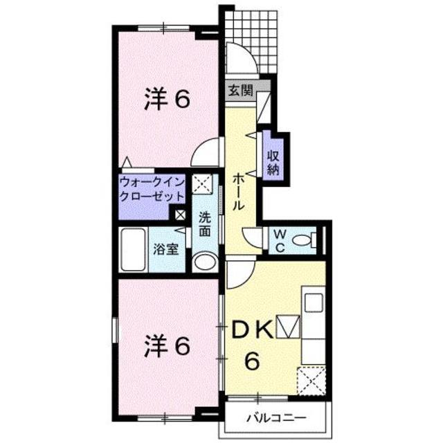 綿屋キャトルA(2DK/1階)の間取り写真